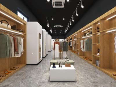 现代服装鞋店3D模型下载